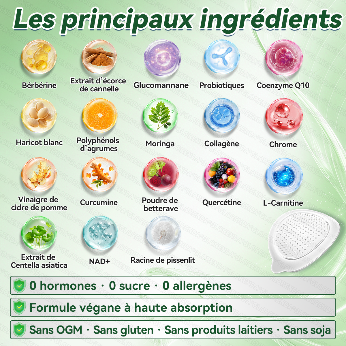 Boutique officielle 🎁🎁𝐆𝐋𝐎𝐑𝐄𝐍𝐃𝐀® Moringa · Berbérine + NAD+ – Patch Microneedle Nano Avancé 10-en-1 (1×/jour, résultats visibles en 7 jours) | Obésité, relâchement cutané, apnée du sommeil, articulations, etc.-LYJ