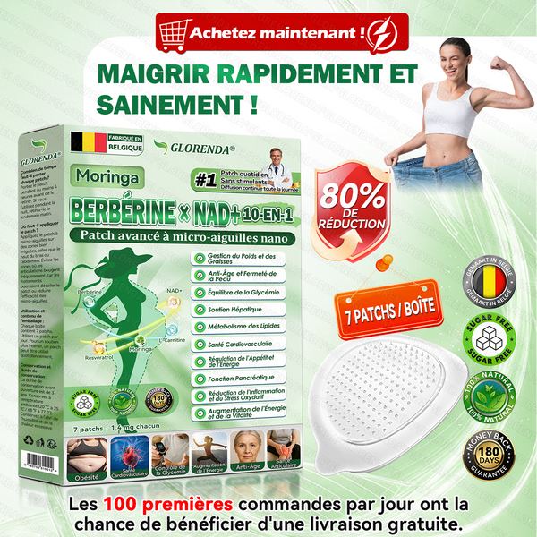 Boutique officielle 🏅☎️𝐆𝐋𝐎𝐑𝐄𝐍𝐃𝐀® Moringa · Berbérine + NAD+ – Patch Microneedle Nano Avancé 10-en-1 (1×/jour, résultats visibles en 7 jours) | Obésité, relâchement cutané, apnée du sommeil, articulations, etc.-ABB8