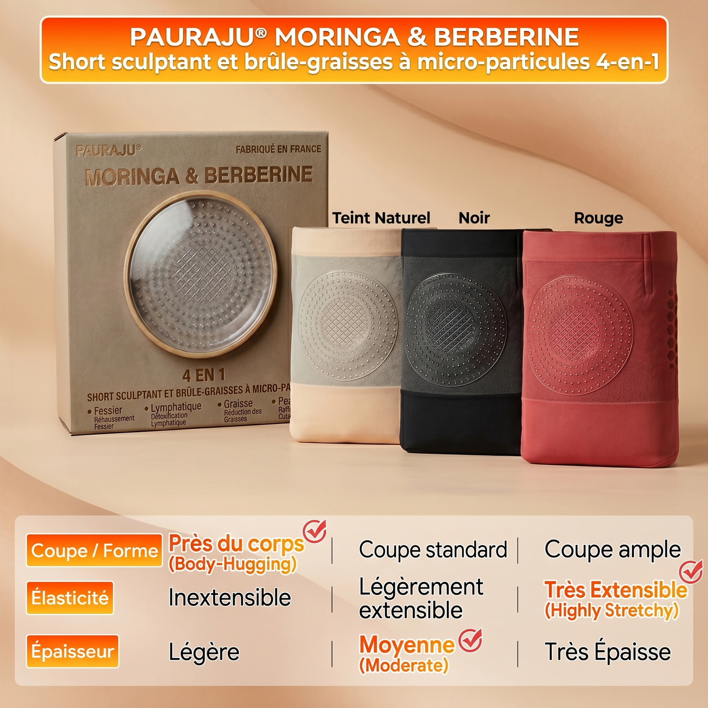 Boutique Officielle | 💟💟 𝐏𝐀𝐔𝐑𝐀𝐉𝐔® 2026 Short Sculptant & Brûle-Graisses 4-en-1 aux Micro-Particules de Moringa & Berbérine XA