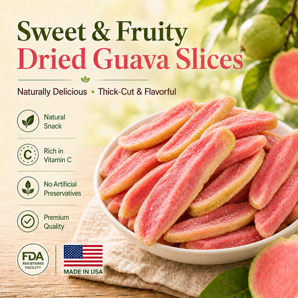 🎗️💐Say goodbye to sugar spikes! Satisfy your cravings with ourfiber-rich Red Guava slices-QZE