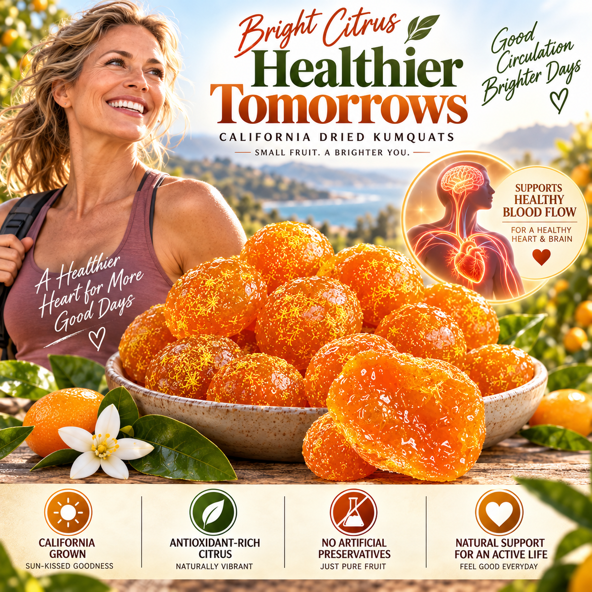 🍊 California Dried Kumquats — Bright Citrus Goodness for Everyday Heart & Circulation Wellness-XA