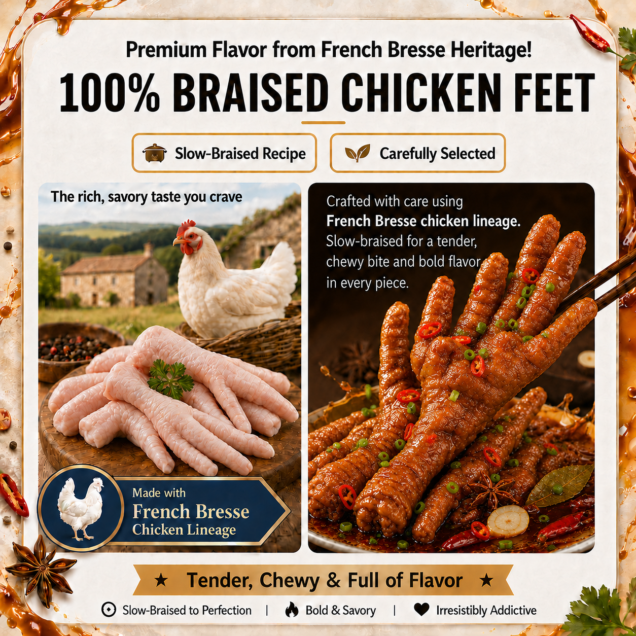 🚂American Bresse Chicken Feet — A Delicious Low-Carb Protein Snack to Support Your Weight Loss Journey-H1