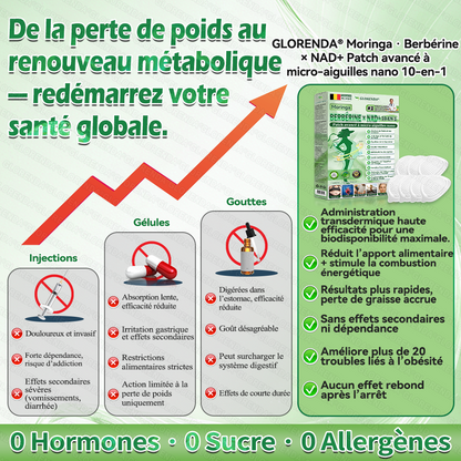 Boutique officielle 🧅🧅𝐆𝐋𝐎𝐑𝐄𝐍𝐃𝐀® Moringa · Berbérine + NAD+ – Patch Microneedle Nano Avancé 10-en-1 (1×/jour, résultats visibles en 7 jours) | Obésité, relâchement cutané, apnée du sommeil, articulations, etc.-LYJ