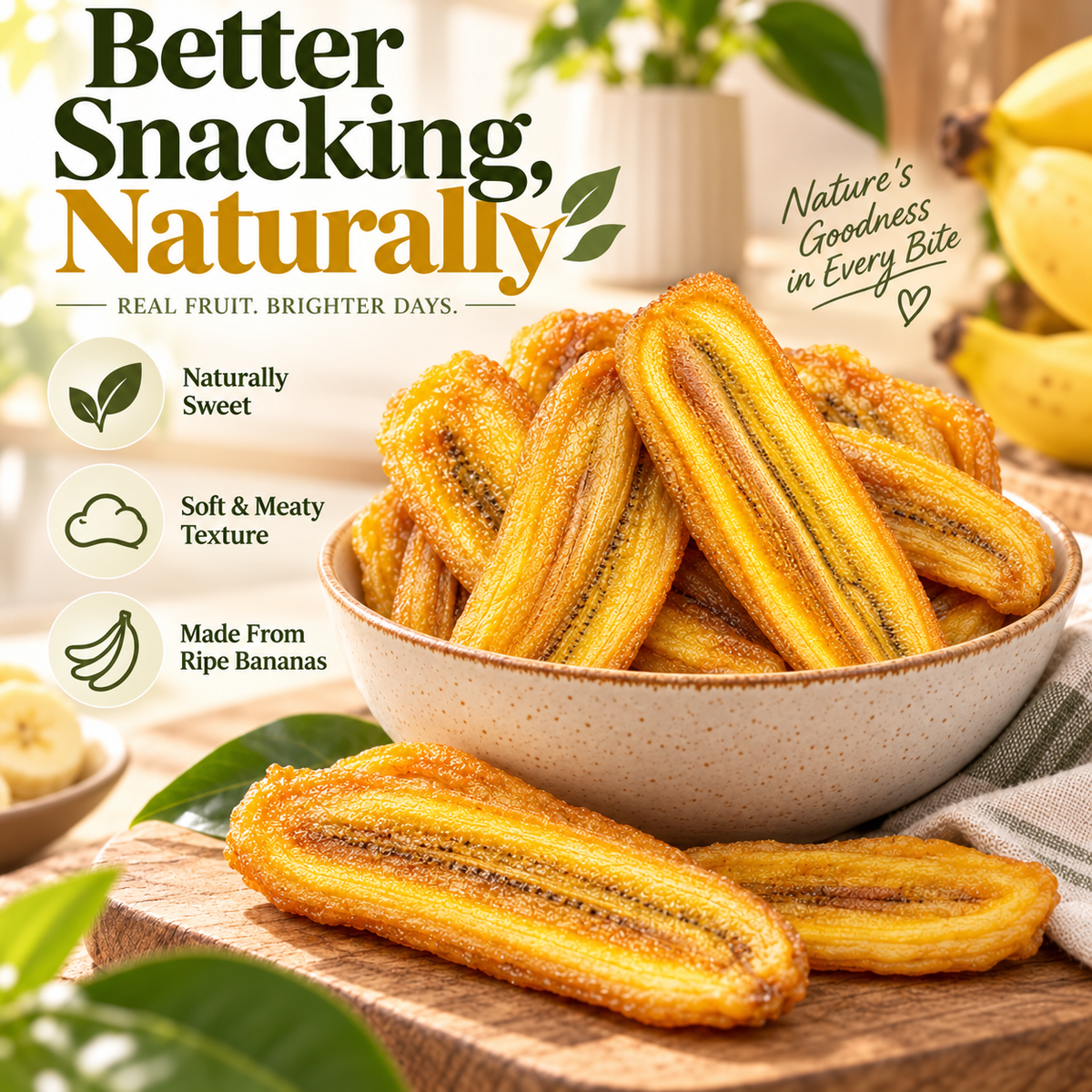 🍌Premium Golden Dried Bananas-💯A Clean Tropical Snack for Active Living-Amy