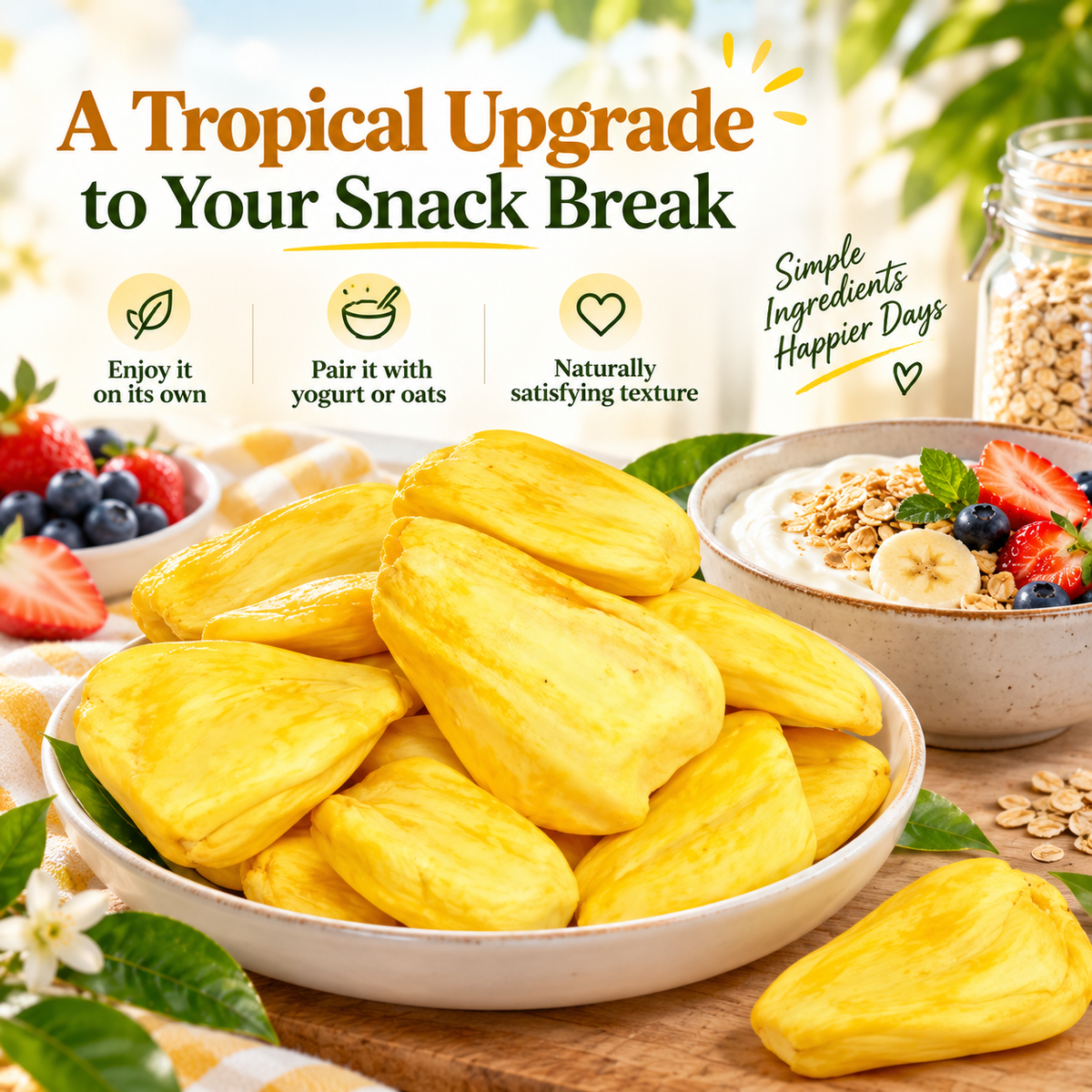 🍍Premium Golden Jackfruit Crisps-🏆A Clean Tropical Snack for Active Living-XA